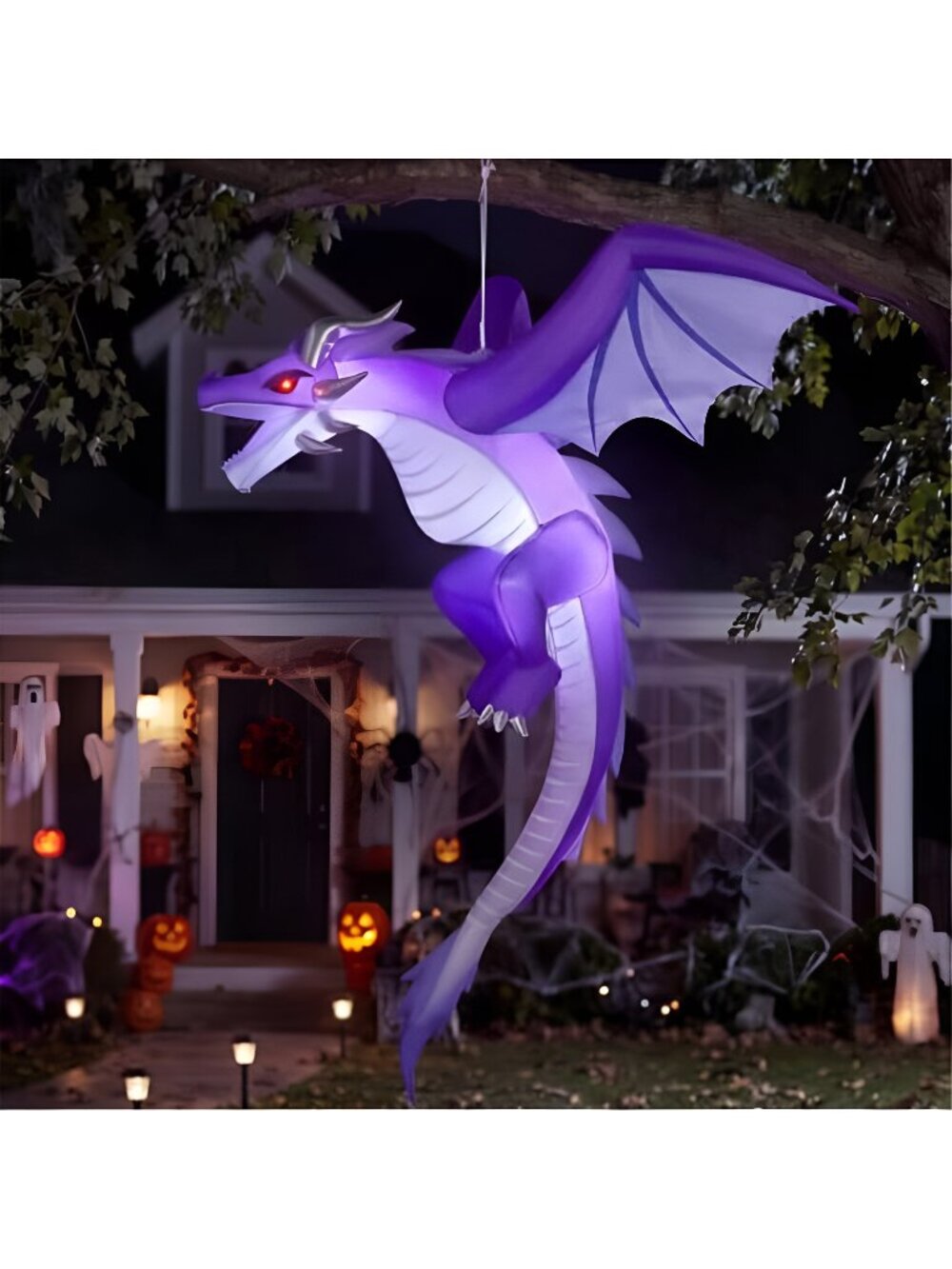5FT Tall Halloween Inflatable Flying Purple Dragon Decoration with